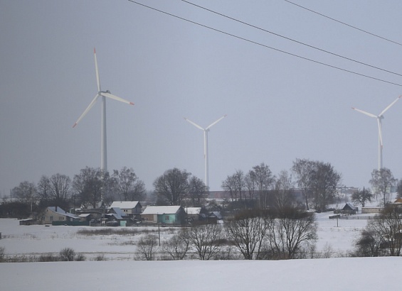 Wind farm in Staraya Vodva village, Mogilev region